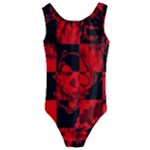 Red Grunge Skull Kids  Cut-Out Back One Piece Swimsuit