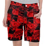 Red Grunge Skull Pocket Shorts
