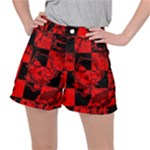 Red Grunge Skull Ripstop Shorts