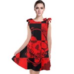 Red Grunge Skull Tie Up Tunic Dress