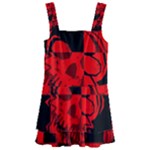 Red Grunge Skull Kids  Layered Skirt Swimsuit