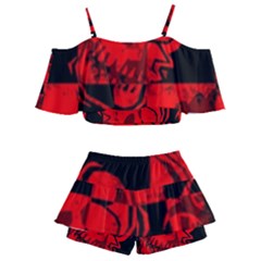 Kids  Off Shoulder Skirt Bikini 
