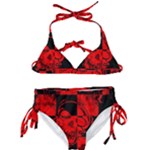 Red Grunge Skull Kids  Classic Bikini Set