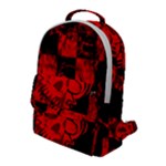 Red Grunge Skull Flap Pocket Backpack (Large)