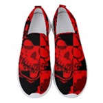 Red Grunge Skull Women s Slip On Sneakers