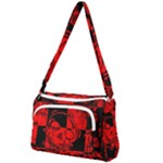 Red Grunge Skull Front Pocket Crossbody Bag