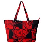 Red Grunge Skull Full Print Shoulder Bag
