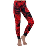 Red Grunge Skull Kids  Lightweight Velour Classic Yoga Leggings