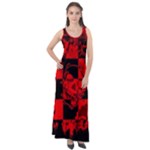 Red Grunge Skull Sleeveless Velour Maxi Dress