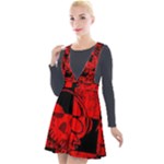 Red Grunge Skull Plunge Pinafore Velour Dress