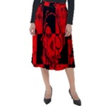 Red Grunge Skull Classic Velour Midi Skirt 
