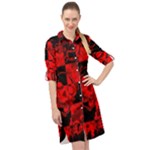 Red Grunge Skull Long Sleeve Mini Shirt Dress