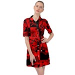 Red Grunge Skull Belted Shirt Dress