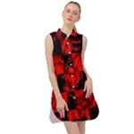 Red Grunge Skull Sleeveless Shirt Dress