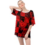 Red Grunge Skull Oversized Chiffon Top
