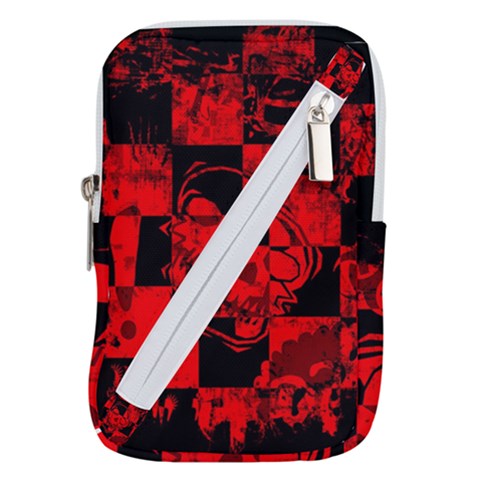 Red Grunge Skull Belt Pouch Bag (Large) from ArtsNow.com