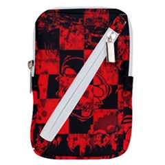 Red Grunge Skull Belt Pouch Bag (Large) from ArtsNow.com