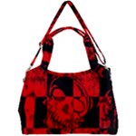Red Grunge Skull Double Compartment Shoulder Bag