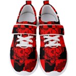 Red Grunge Skull Men s Velcro Strap Shoes