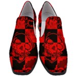 Red Grunge Skull Women Slip On Heel Loafers