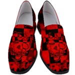 Red Grunge Skull Women s Chunky Heel Loafers