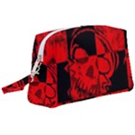 Red Grunge Skull Wristlet Pouch Bag (Large)