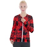 Red Grunge Skull Casual Zip Up Jacket