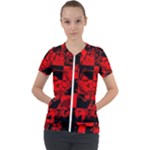 Red Grunge Skull Short Sleeve Zip Up Jacket