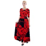 Red Grunge Skull Half Sleeves Maxi Dress