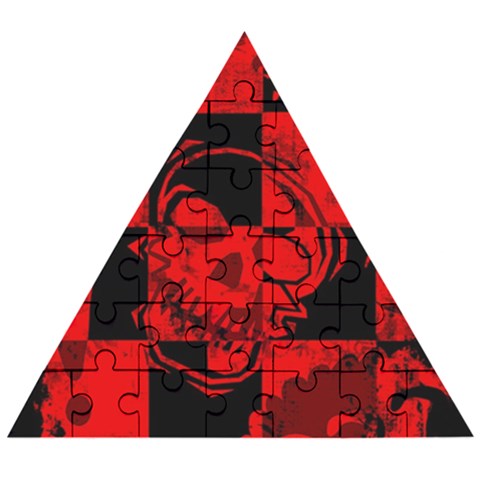 Red Grunge Skull Wooden Puzzle Triangle from ArtsNow.com