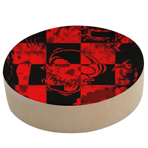 Red Grunge Skull Wooden Bottle Opener (Round) from ArtsNow.com