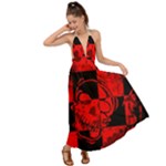 Red Grunge Skull Backless Maxi Beach Dress