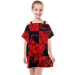Red Grunge Skull Kids  One Piece Chiffon Dress