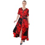 Red Grunge Skull Waist Tie Boho Maxi Dress