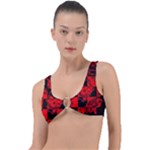 Red Grunge Skull Ring Detail Bikini Top