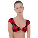 Red Grunge Skull Cap Sleeve Ring Bikini Top