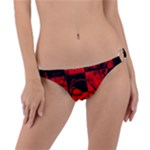 Red Grunge Skull Ring Detail Bikini Bottom
