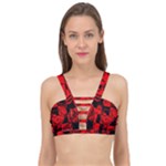 Red Grunge Skull Cage Up Bikini Top