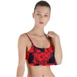 Red Grunge Skull Layered Top Bikini Top 