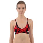 Red Grunge Skull Wrap Around Bikini Top