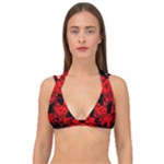 Red Grunge Skull Double Strap Halter Bikini Top