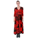 Red Grunge Skull Button Up Maxi Dress