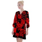 Red Grunge Skull Open Neck Shift Dress