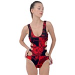 Red Grunge Skull Side Cut Out Swimsuit