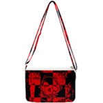 Red Grunge Skull Double Gusset Crossbody Bag
