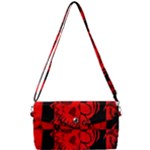 Red Grunge Skull Removable Strap Clutch Bag