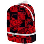 Red Grunge Skull Zip Bottom Backpack