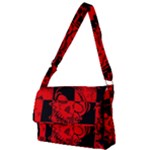 Red Grunge Skull Full Print Messenger Bag (L)