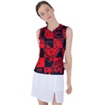 Red Grunge Skull Women s Sleeveless Sports Top