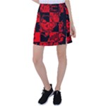 Red Grunge Skull Tennis Skirt